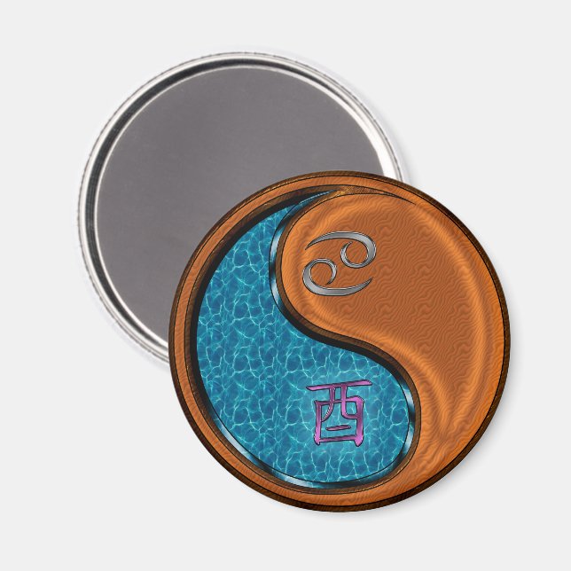 Íman Câncer & Galo de Madeira (Front/Back)