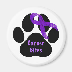 Íman Câncer Morde Pata do Cachorro Laço Roxo Linfoma Câ