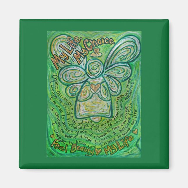 Íman Cancer Poem Green Angel Art (Frente)