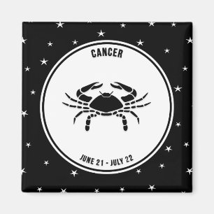 Íman Cancer - Sinal Zodiac, Imagem Preta e Branca