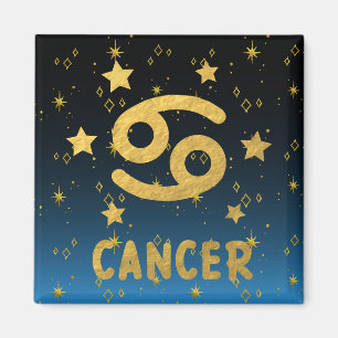 Íman Cancer Zodiac Azul e Dourado Magnet