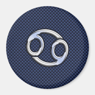 Íman Cancer Zodiac Símbolo Marinho Azul Fibra de Carbon