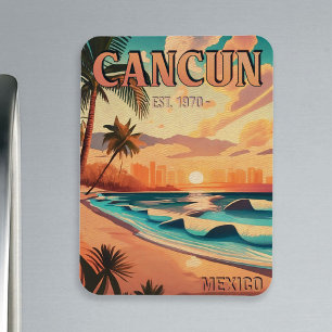 Íman Cancún México Palm Tree Sunset Viagem Souvenir