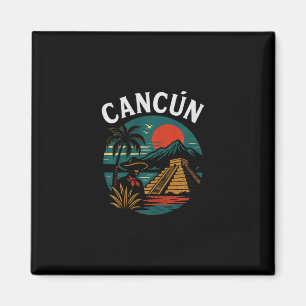 Íman Cancún México Viagem Retro Fim de Tarde Pirâmide R
