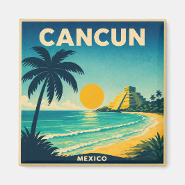 Íman Cancun Vintage Travel Poster Magnet