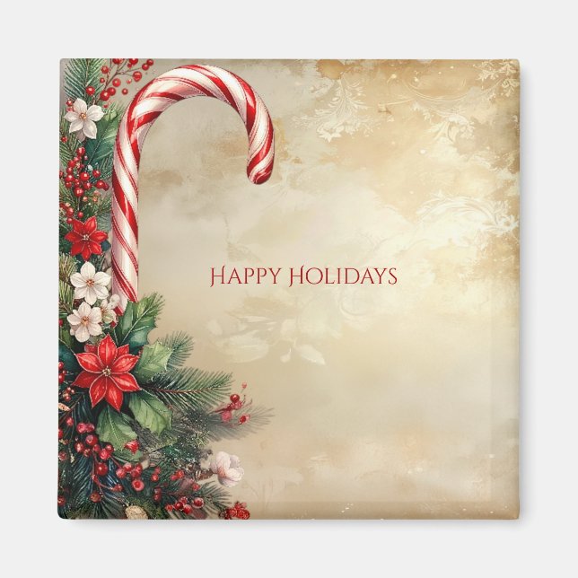 Íman Candy Cane Christmas Holiday Magnet (Frente)