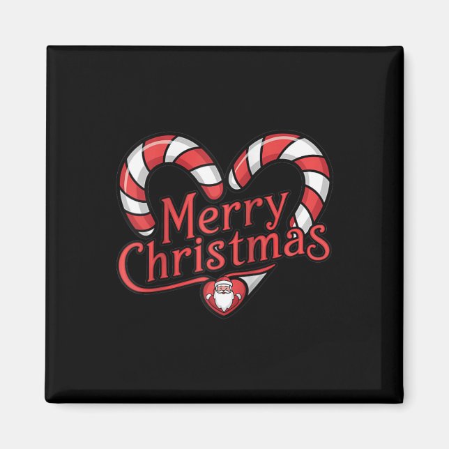 Íman Candy Cane de Natal - Feliz Natal (Frente)
