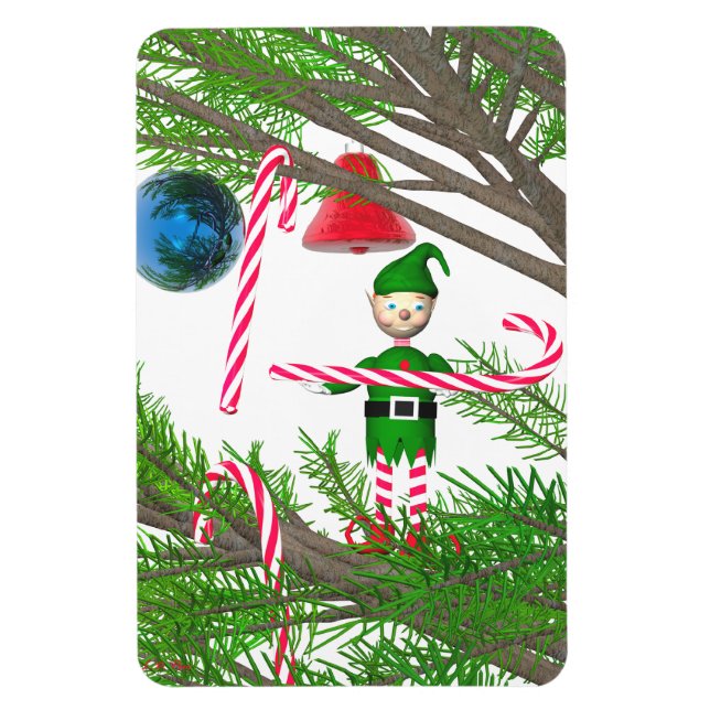Íman Candy Cane Elf de Natal (Vertical)
