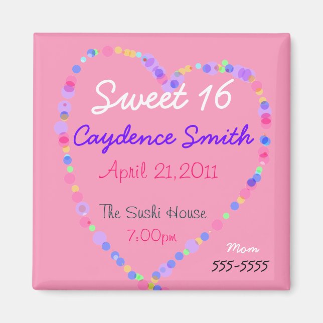 Íman Candy Heart Doce 16 Aniversário (Frente)