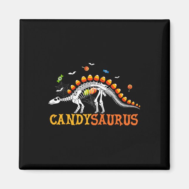 Íman Candysaurus Candy Corn Dinossauro Esqueleto Feliz  (Frente)