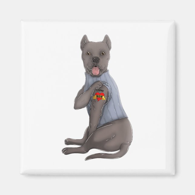 Íman Cane Corso Eu Amo Mamãe Tatuagem Camiseta de cão E (Frente)
