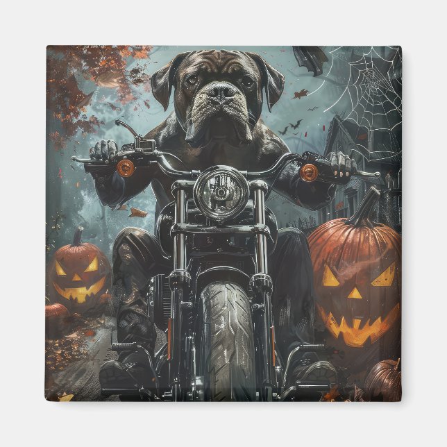 Íman Cane Corso Pilotando Moto Halloween Assustador (Frente)