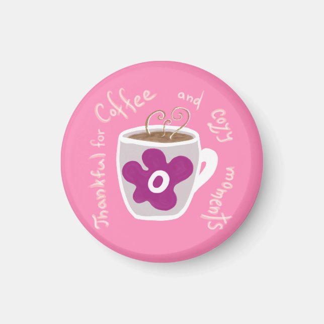 Íman Caneca de café com flor grande e aspas (Frente)