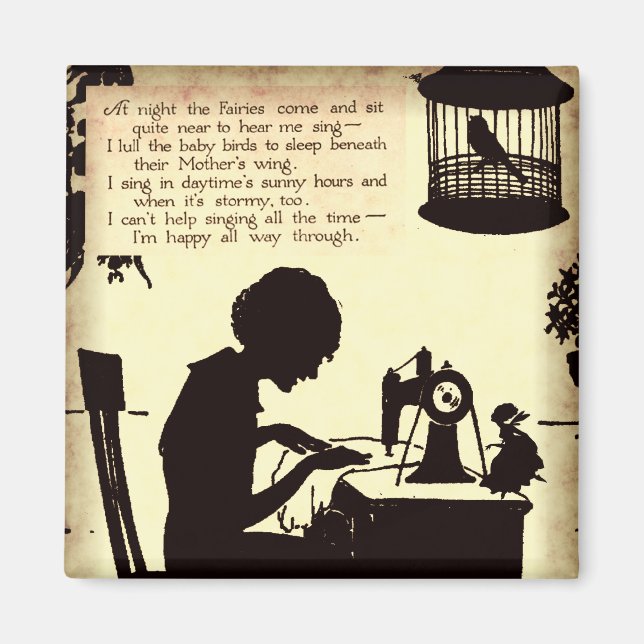 Íman Cantando Senhora Vintage Fairy Poem (Frente)