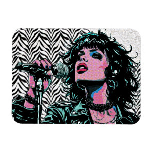Íman Cantor de Pop Art Rosa Azul Claro Rocker Punk Aman