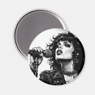Íman Cantora de Goth Punk Estilo de Arte Gráfico Retro