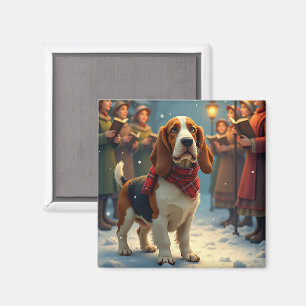 Íman Cantores de Natal do Basset Hound em Pintura