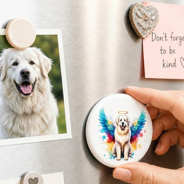 Íman Cão Anjo Arco-Íris Great Pyrenees Aquarela (great pyrenees on fridge)