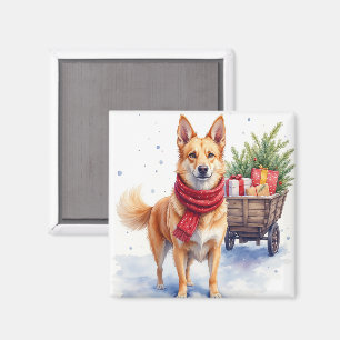 Íman Cão Australiano de Cauda Cortada em Aquarela