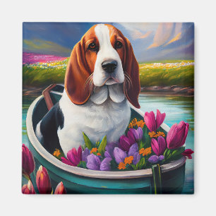 Íman Cão Basset Hound em uma Pá: Uma Aventura Cênica