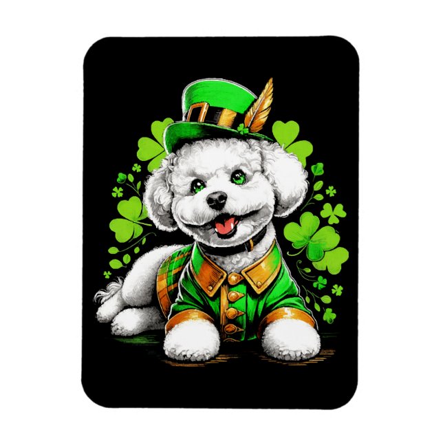 Íman Cão Bichon Frise Dia de São Patrício (Vertical)
