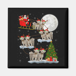 Íman Cão Bichon Frise Papai Noel Trenó Voador Divertido