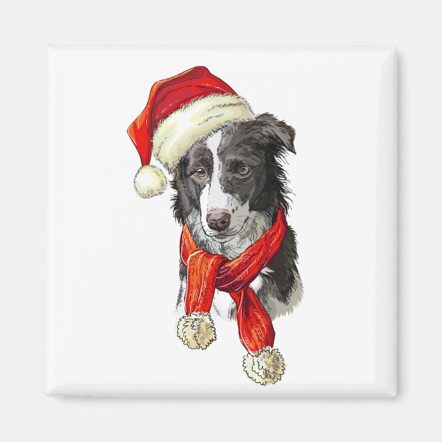 Íman Cão Border Collie de Natal (Frente)