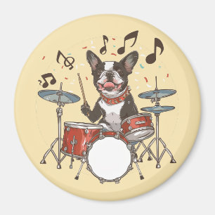 Íman Cão Boston Terrier Tocando Tambores