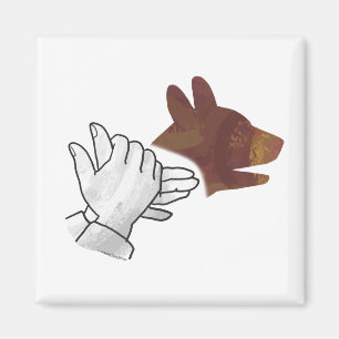 Íman Cão Brown da silhueta da mão