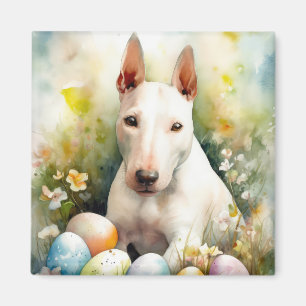 Íman Cão Bull Terrier com Ovos da Páscoa Feriado