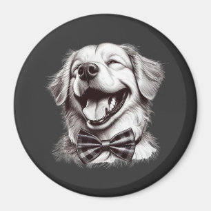 Íman cão com arco de gravata rindo