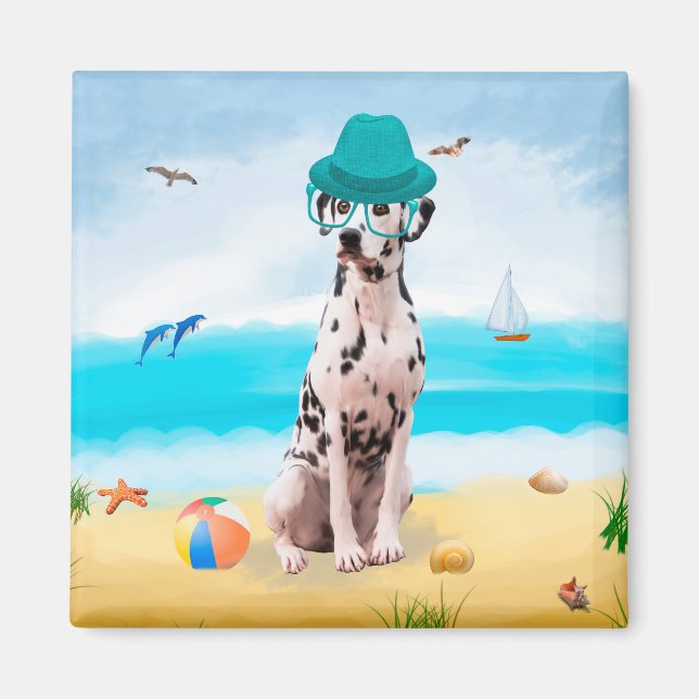 Íman Cão Dalmata na Praia (Frente)