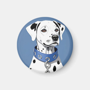 Íman Cão Dalmata Usando uma Coleira Azul