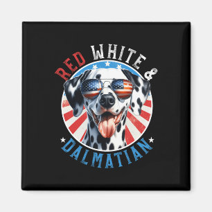 Íman Cão Dalmático 4 De Julho Vermelho Branco E Amantes