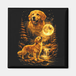 Íman Cão de Arte Retriever Dourado Uivando Noite Enluar