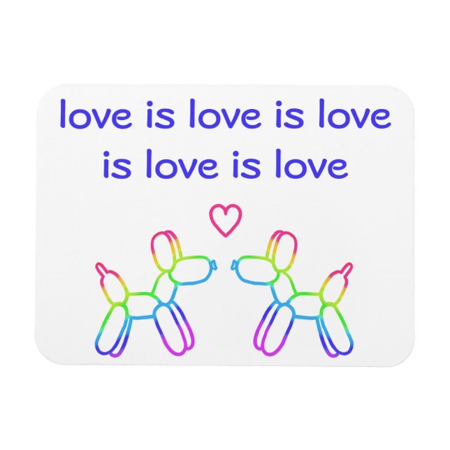 Íman Cão de Balão Arco-íris do Cartão de Ímã de Amor é  (Horizontal)
