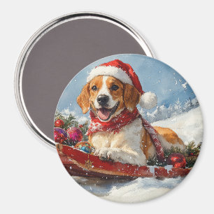 Íman Cão de Caça Inglês Americano no Trenó de Natal