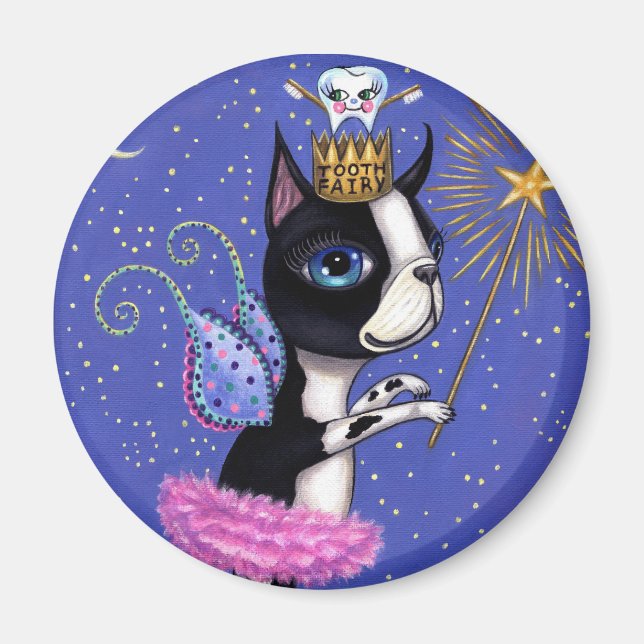 Íman Cão de Leite de Dente Boston Terrier Pink Tutu Cro (Frente)