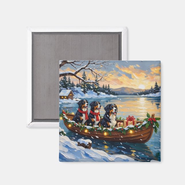 Íman Cão de Montanha Bernês Natal Barca Férias (Front/Back)