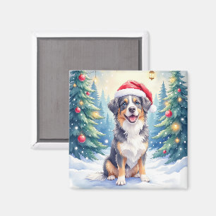 Íman Cão de Montanha Entlebucher Floresta Nevada Papai
