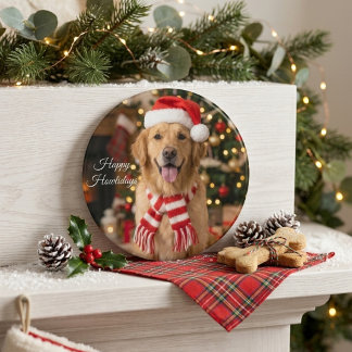 Íman Cão de Natal do Retriever Dourado Feliz Howlidays