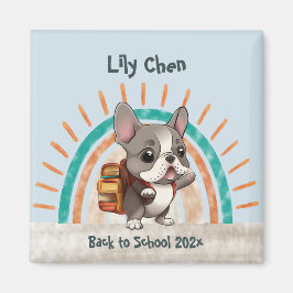 Íman Cão-de-ouro francês bonito de volta ao arco-íris d