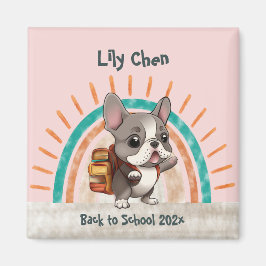 Íman Cão-de-ouro francês bonito de volta ao arco-íris d