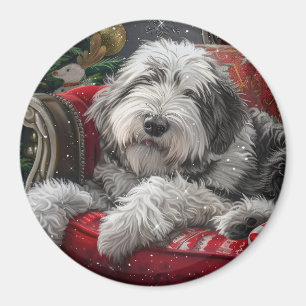 Íman Cão de Pastoreio Inglês Antigo Festa de Natal