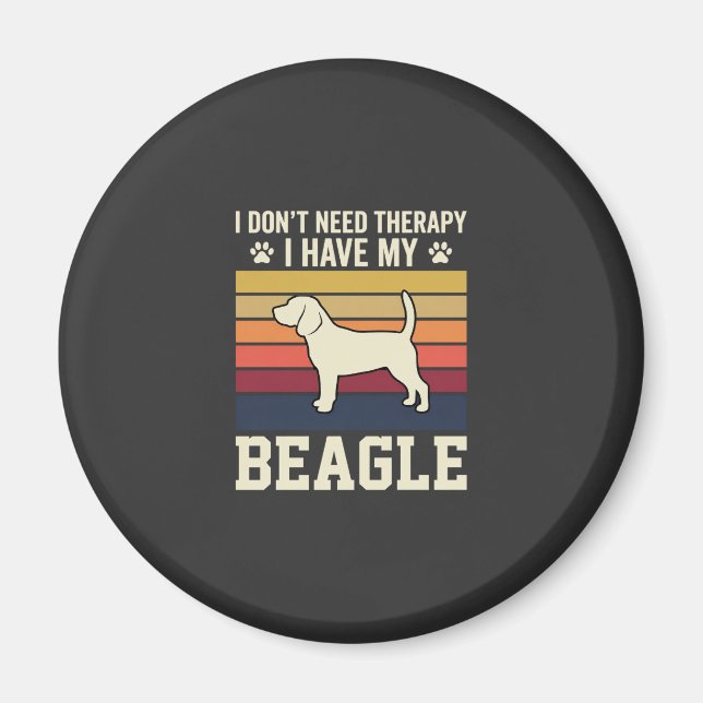 Íman Cão de Terapia Beagle Vintage Retro (Frente)