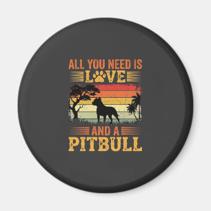 Íman Cão do Amor Pitbull Pôr do Sol Retrô