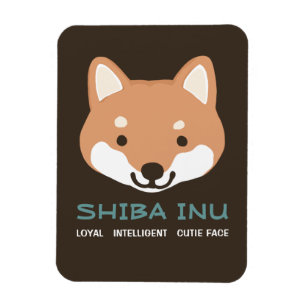 Íman Cão dos desenhos animados de Shiba Inu com texto