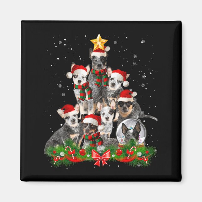 Íman Cão engraçado do Natal da árvore de Natal do gado  (Frente)