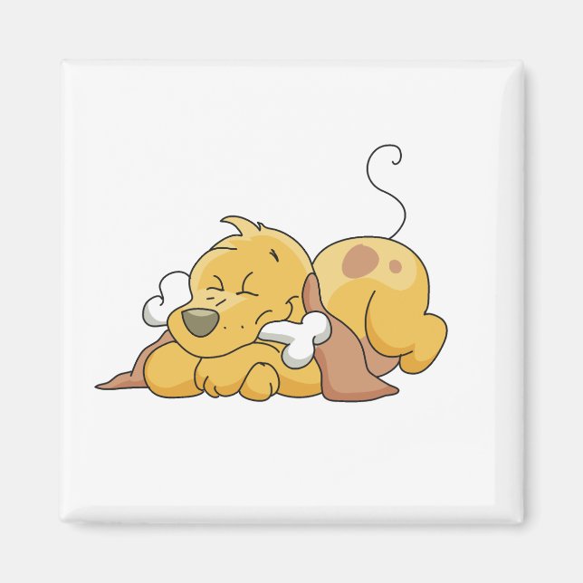 Íman Cão feliz com camiseta e presentes do osso (Frente)