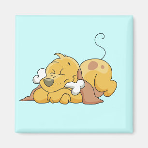 Íman Cão feliz com camiseta e presentes do osso